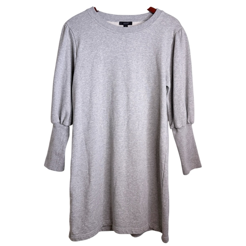 J. CREW Cotton Terry Puff Sleeve Sweatshirt Dress Size Small in Heather Gray